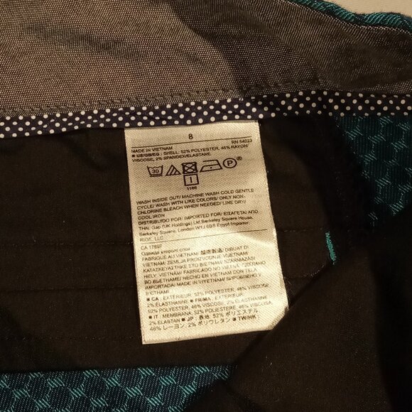 BANANA REPUBLIC Ankle Pants sz 8 Hampton Fit Teal/Navy Geo Print Textured GUC - Picture 5 of 12